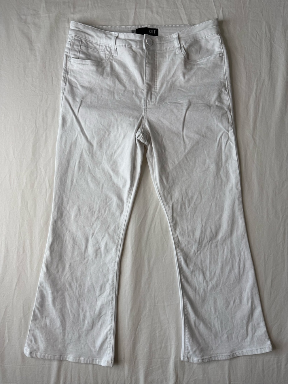 KUT from the Kloth Stella High Rise Fab Ab Flare Jeans White Size 10